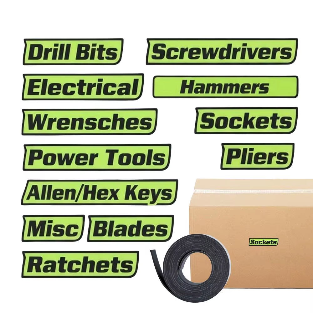 Magnetic Tool Box Labels Drawer Organize Tags with Magnet Stickers Toolbox Magnetic Labels for Identifying Classification Carts