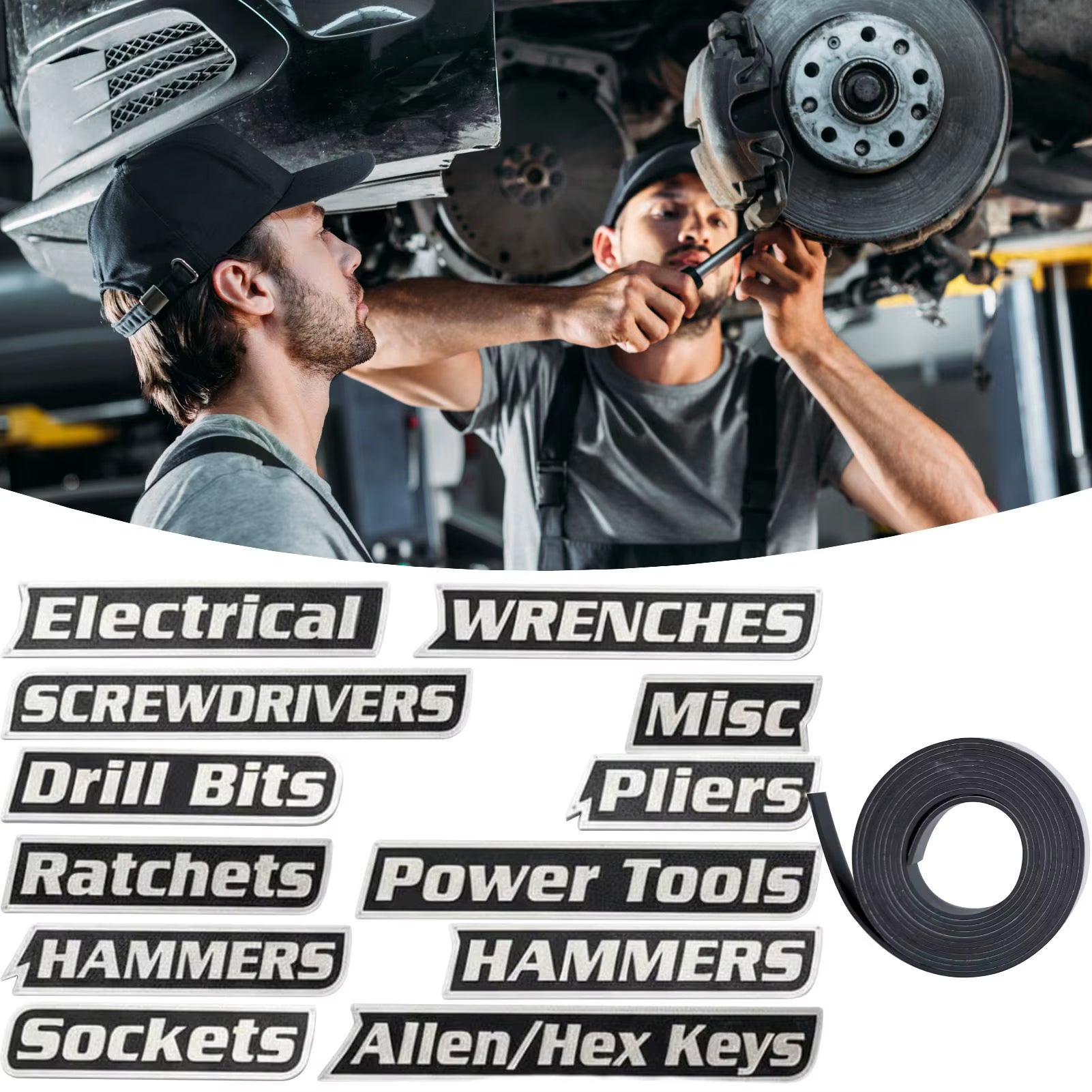 Magnetic Tool Box Labels Drawer Organize Tags with Magnet Stickers Toolbox Magnetic Labels for Identifying Classification Carts