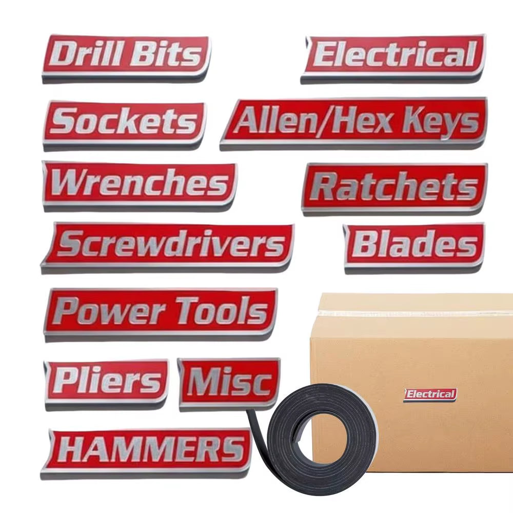 Magnetic Tool Box Labels Drawer Organize Tags with Magnet Stickers Toolbox Magnetic Labels for Identifying Classification Carts