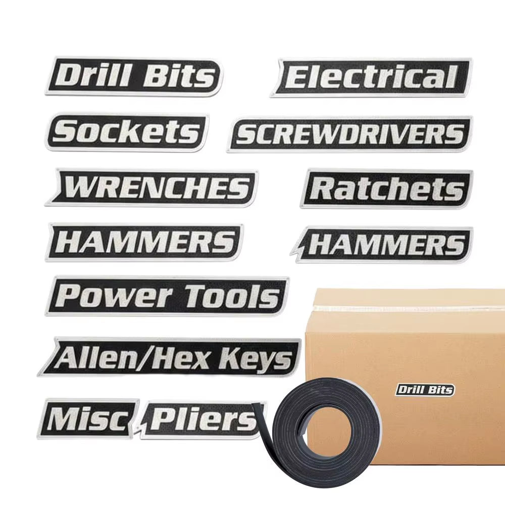 Magnetic Tool Box Labels Drawer Organize Tags with Magnet Stickers Toolbox Magnetic Labels for Identifying Classification Carts